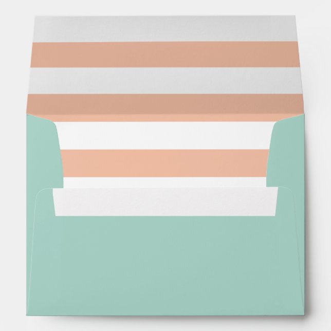 Mint Green Envelope With Peach and White Stripes (Back (Bottom))