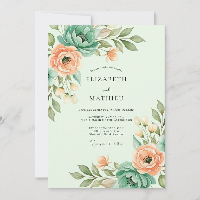 Mint Green Ethereal Spring Wedding Invitation (Front)