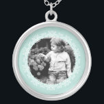 Mint Green Fancy Frame Custom Photo Silver Plated Necklace<br><div class="desc">Elegant and simple photo frame design.</div>