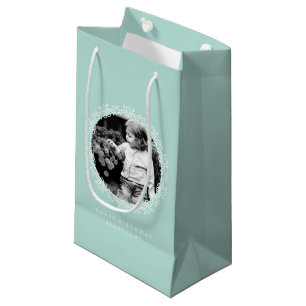 Mint Green Fancy Swirls Photo Frame Small Gift Bag
