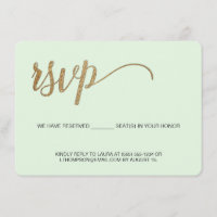 Mint green faux gold Reserved seat RSVP no mailing
