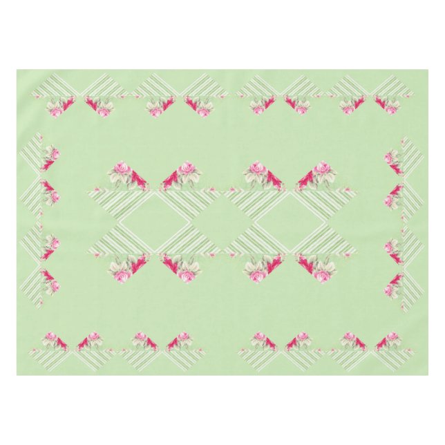 Mint Green Faux Patchwork Tablecloth (Front (Horizontal))