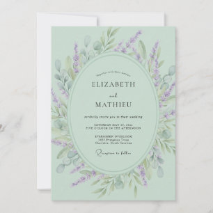 Mint Green Floral Botanical Wedding Invitation