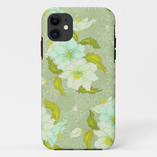 Mint Green Floral Case-Mate iPhone Case (Back)