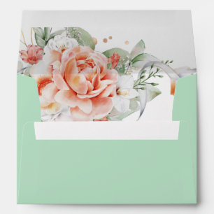 Mint Green Floral Elegant Invitation Envelope