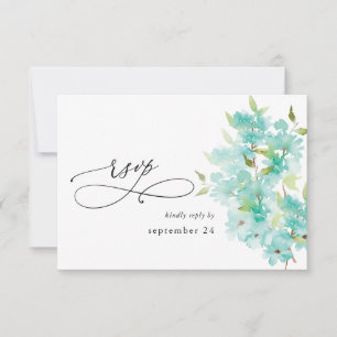 Mint Green Floral on White w Meal RSVP