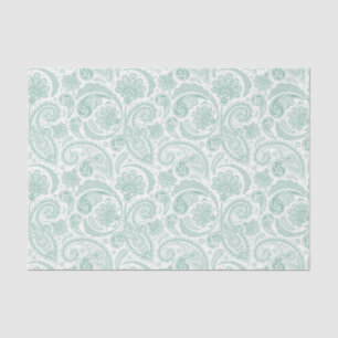 Mint-Green Floral Paisley Custom Background Tissue Paper