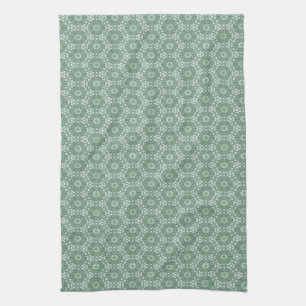 Mint Green Floral Pattern Kitchen Towel
