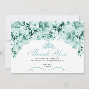 Mint Green Floral Quinceanera Merci