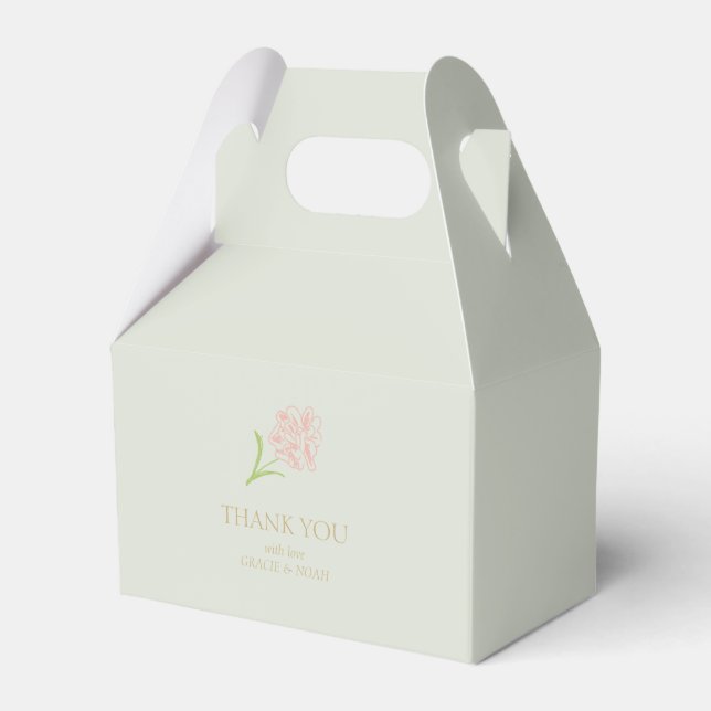 Mint Green Floral Thank You Wedding Favour Box (Front Side)