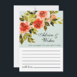 Mint Green Floral Watercolor Botanical Wedding Advice Card<br><div class="desc">Elegant wedding advice & wishes card featuring red watercolor roses,  green foliage on a mint green background.</div>