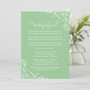 Mint Green Flourish Wedding Rehearsal Invitation