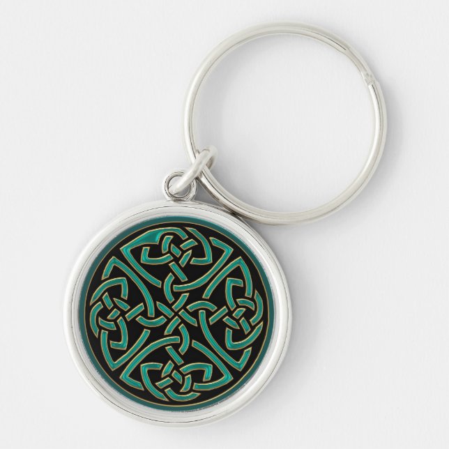 Mint Green Four Sided Celtic Knots Keychain (Front)