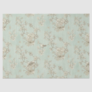 Mint Green French Country Birds and Floral Toile 1 Tissue Paper