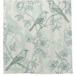 Mint Green French Country Birds and Floral Toile 2