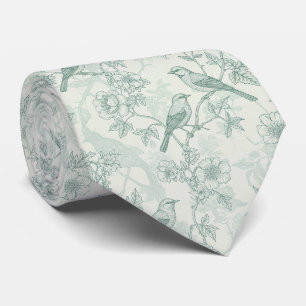 Mint Green French Country Birds and Floral Toile 2 Tie