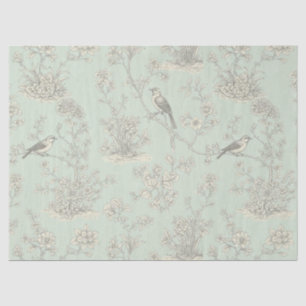 Mint Green French Country Birds and Floral Toile 3 Tissue Paper