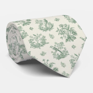 Mint Green French Country Birds and Floral Toile 4 Tie