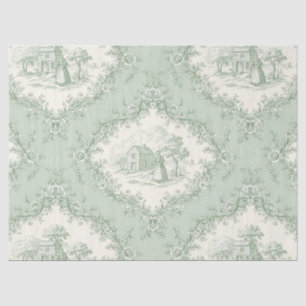 Mint Green French Country Floral Toile - Farmhouse Tissue Paper
