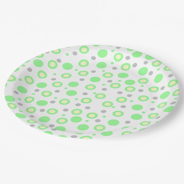 Mint Green Geometrc Polka Dots Paper Plate (Angled)