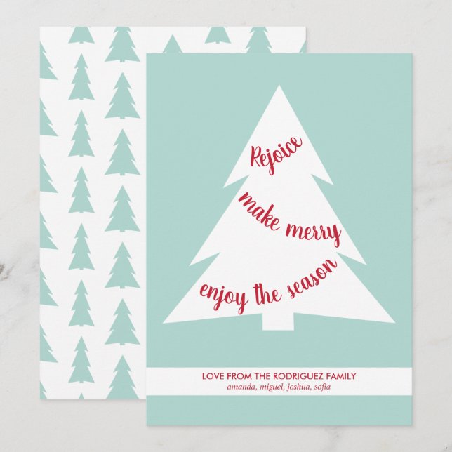 Mint Green Geometric Christmas Tree Holiday Script (Front/Back)