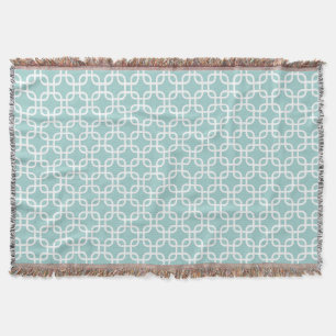 Mint Green Geometric Links Pattern Throw Blanket