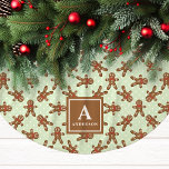Mint Green Gingerbread Man Monogram Christmas Brushed Polyester Tree Skirt<br><div class="desc">Add a refreshing twist to your holiday decor with this mint green gingerbread man Christmas tree skirt. Featuring a playful gingerbread man pattern on a soft mint green background, this tree skirt brings a cozy and whimsical touch to any Christmas display. Personalize it with your family monogram for a unique,...</div>