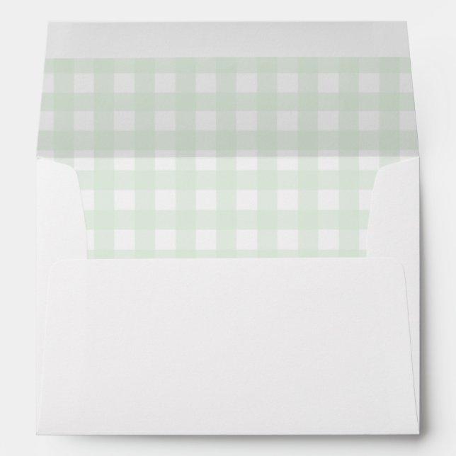 Mint Green Gingham Baby Shower Envelope (Back (Bottom))