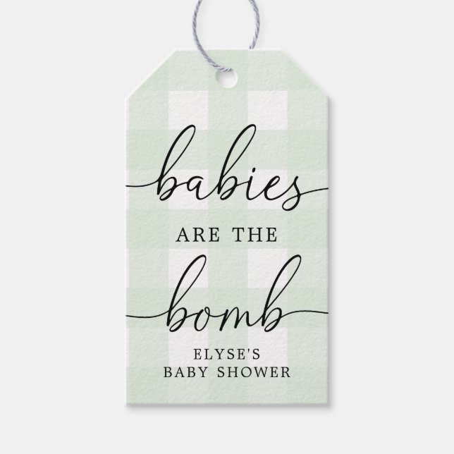 Mint Green Gingham Bath Bomb Favour Tag (Front)