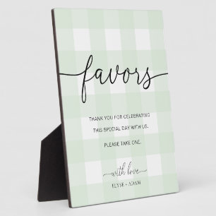 Mint Green Gingham Favors Sign Plaque