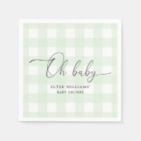 Mint Green Gingham Oh Baby Paper Napkin