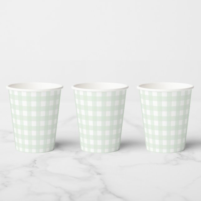 Mint Green Gingham Paper cup (Multi)