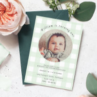 Mint Green Gingham Photo Birthday