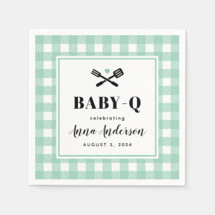 Mint Green Gingham Plaid Baby Q Napkin
