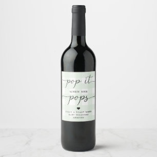 Mint Green Gingham Pop It When She Pops Favour Wine Label