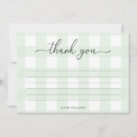 Mint Green Gingham Thank You Card