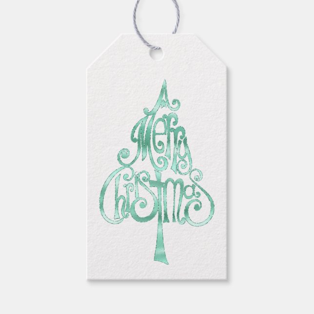 Mint Green Glam Christmas Gift Tags (Front)