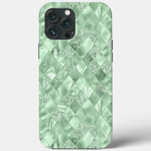 Mint Green Glitter Metallic Chic Elegant iPhone 13 Pro Max Case
