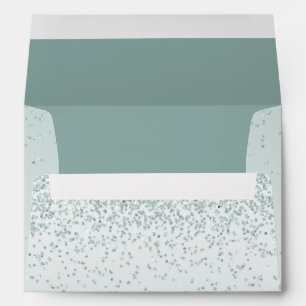 Mint Green Glittery Wedding Envelope