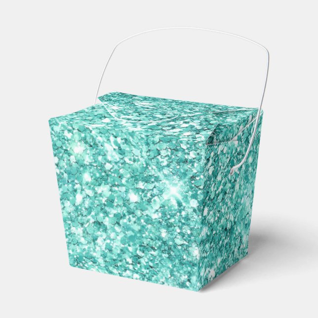 Mint Green Glitz Glitter  Favor Box (Front Side)