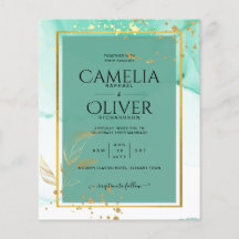 Mint Green Gold Alcohol Ink Abstract Wedding