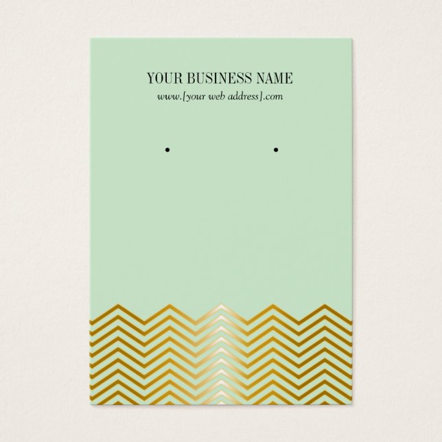 Mint Green Gold Chevron Custom Earring Card (Front)