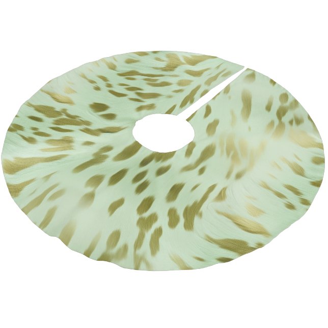 Mint Green Gold Cowhide Brushed Polyester Tree Skirt (Angled)