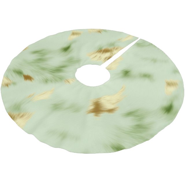 Mint Green Gold Cowhide Brushed Polyester Tree Skirt (Angled)