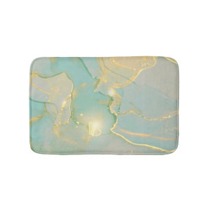Mint Green Gold Marble: Textured Bath Mat