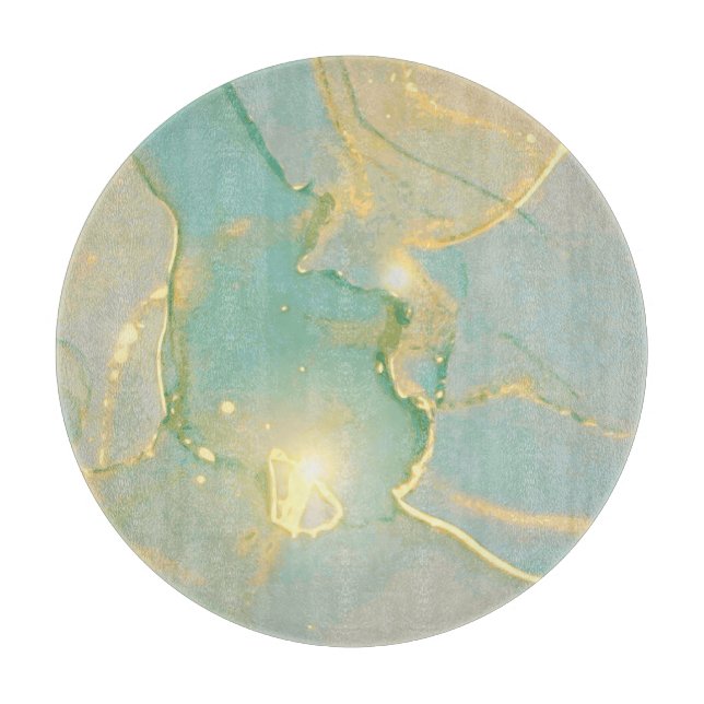 Mint Green Gold Marble: Textured Cutting Board (Front)