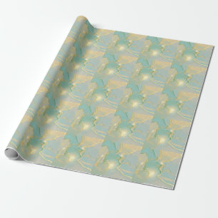 Mint Green Gold Marble: Textured Wrapping Paper