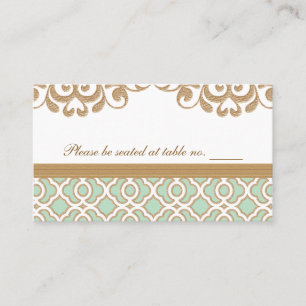 Mint Green Gold Moroccan Wedding Table Place Card