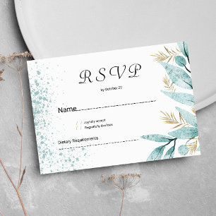 Mint green gold watercolor foliage RSVP Invitation