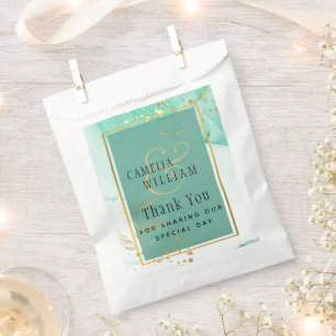 Mint Green Gold WEDDING Alcohol Ink Abstract Favour Bag